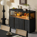 【キャビネット】アンティーク調・大容量収納・マグネット式開閉 調節可能棚板・複数サイズ選択