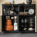 【キャビネット】アンティーク調・大容量収納・マグネット式開閉 調節可能棚板・複数サイズ選択