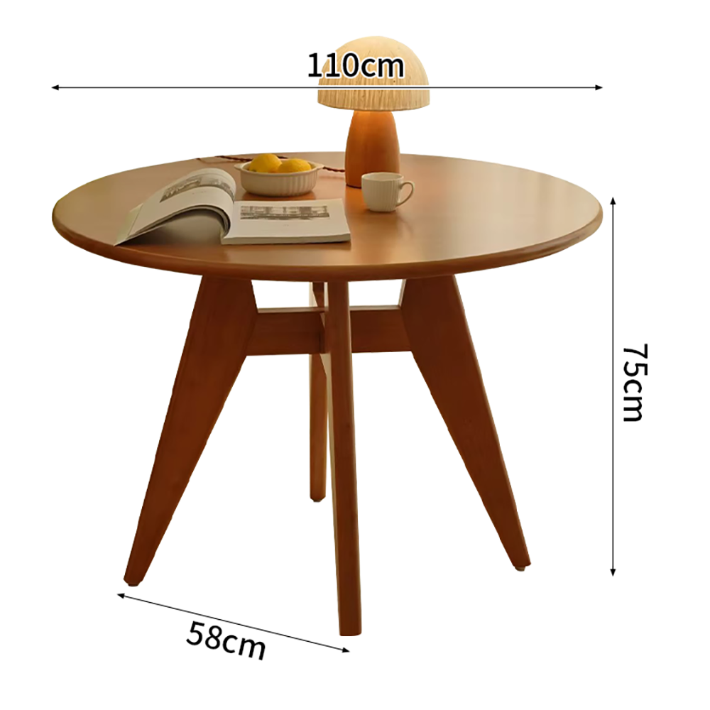 【ダイニングテーブル】丸型 隠し収納付き 天然木 無垢材 選べる5サイズ・2色