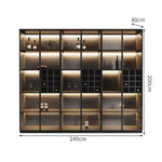 ワイン棚　ワイン収納 　LEDライト　キッチン収納　リビング収納　木製棚　収納棚　ワインラック　オシャレ　ブラック　カスタマイズ可能　SNG-015　 