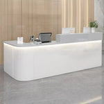 【受付カウンター】モダンな大理石調デザイン 鍵付き収納・配線穴完備 選べる5色×5サイズ