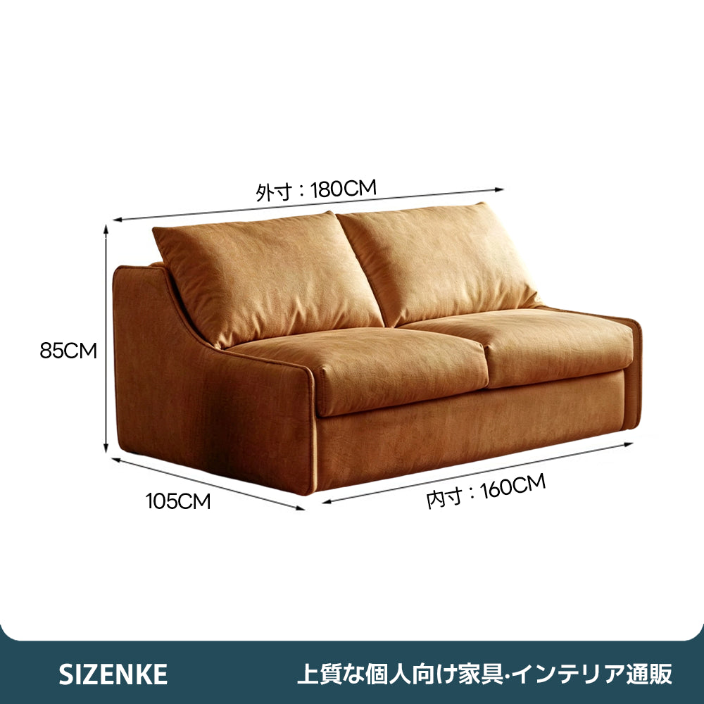【ソファベッド】2 層構造クッション　独立コイルマット付き　ナチュラルファブリック　抗菌高反発ウレタン　6 カラー・複数サイズ選択可