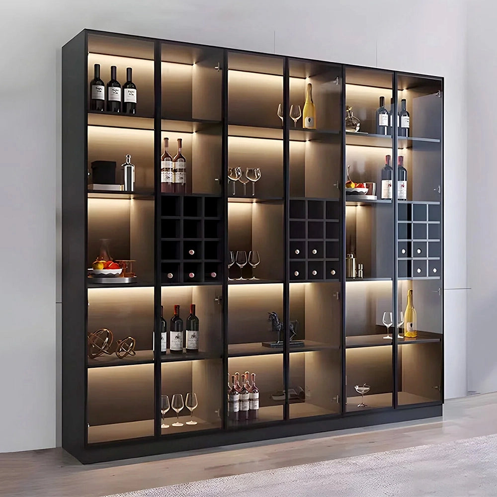 【キャビネット・サイドボード】職人技が光る天然木×アルミ合金の高級仕様 選べる1-8枚扉