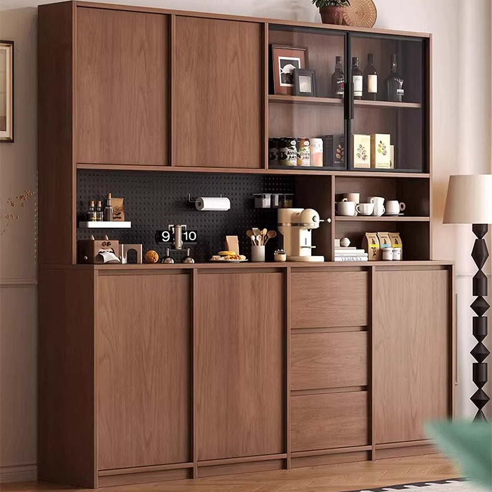 【キャビネット・サイドボード】大容量キッチン収納 40cm広々天板・有孔ボード付 選べる3サイズ2カラー