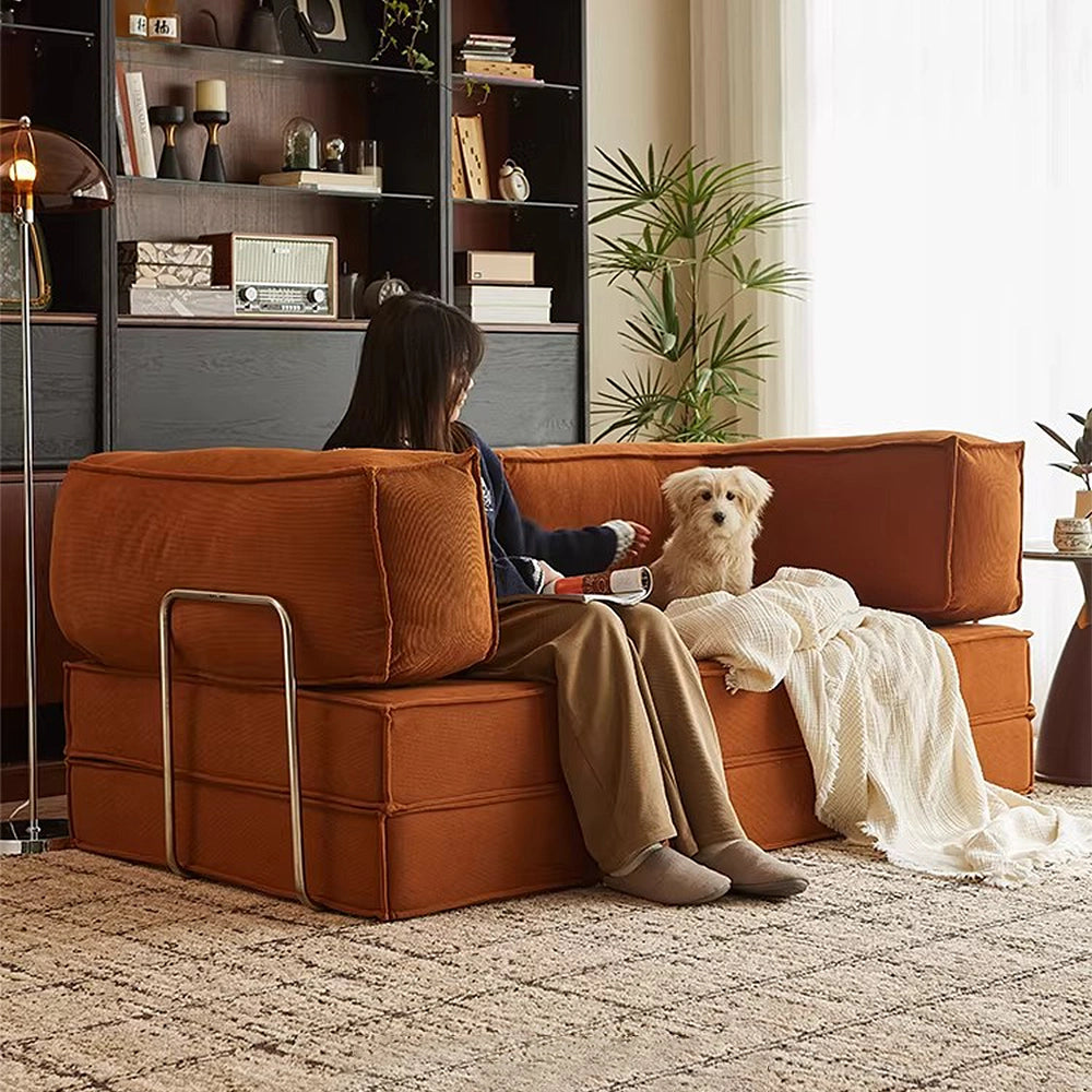 【ソファ】多機能折りたたみ式・高品質コーデュロイ生地 選べる7色×5サイズ