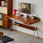 【デスク】ヴィンテージ風 天然木デザイン 幅125cm 収納引き出し付