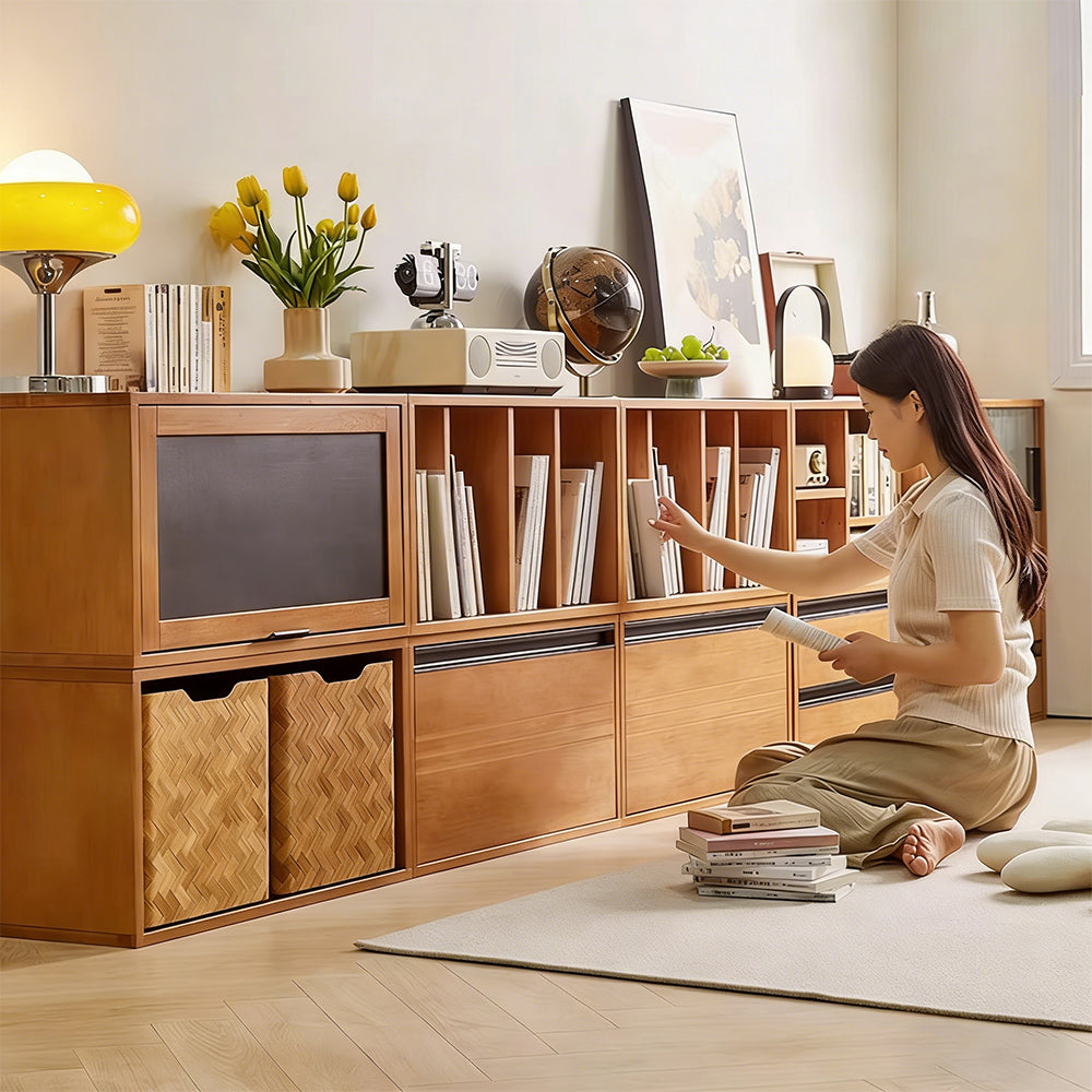 【飾り棚】積み木式自由組合せ 天然木ラバーウッド 選べる12タイプ