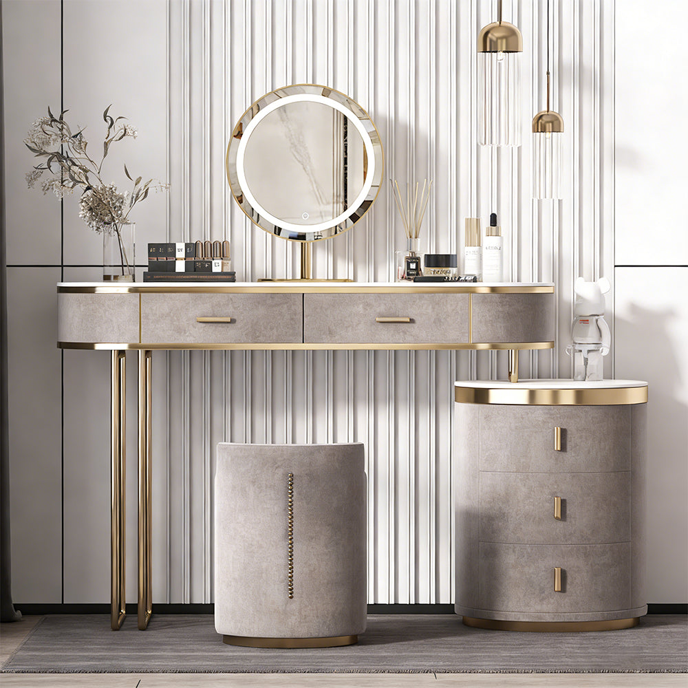 【ドレッサー】スマート調光ミラー付き 選べる 2 セット 3 色