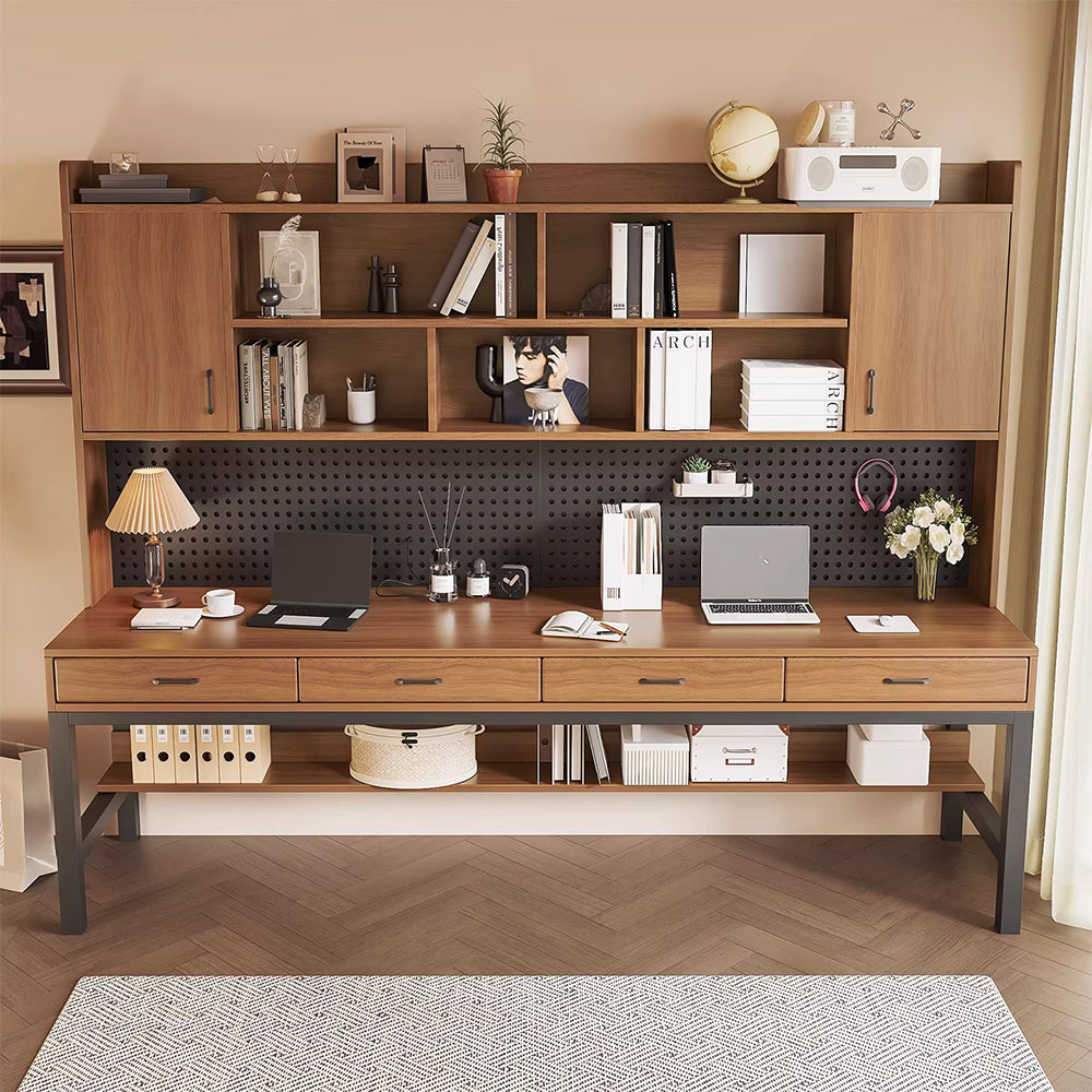 【デスク】本棚付き 大容量収納 頑丈な炭素鋼脚 選べる5サイズ