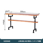 【カウンターテーブル・バーテーブル】5cm 厚パイン材天板 鉄配管フレーム 下部収納棚付き 複数サイズ展開インダストリアルカウンターテーブル