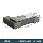 【エグゼクティブデスク】シンプルモダン・50mm厚天板 多機能サイドキャビネット付 選べる4サイズ・本棚セット可