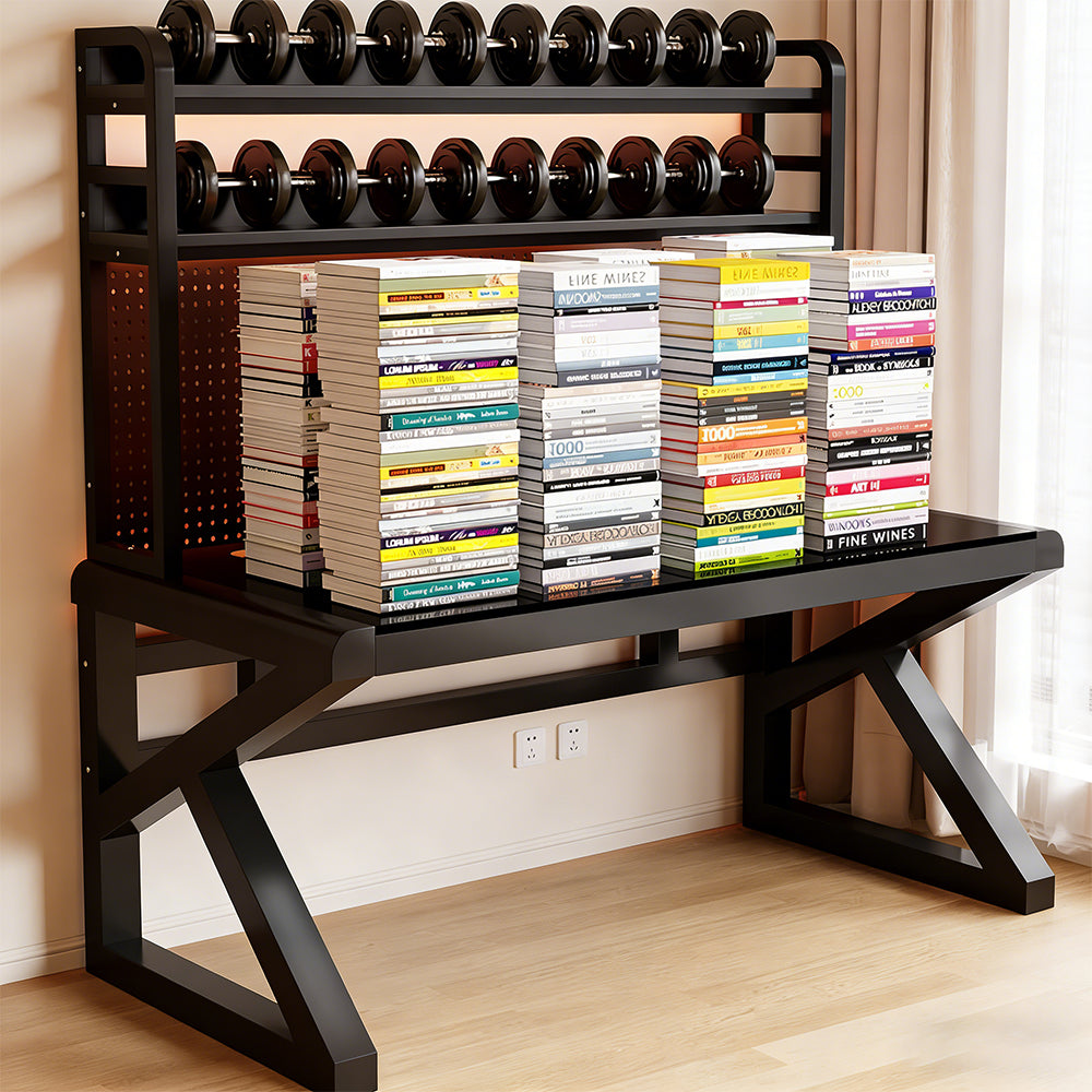 【デスク】強化ガラス天板・有孔ボード付き 選べる5サイズ・2タイプ