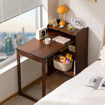 【デスク】天然竹製 収納キャビネット付き 省スペース 巾木避け設計 幅99cm