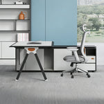 【エグゼクティブデスク】モダンデザイン 配線収納・サイドキャビネット付 選べる4サイズ・大型書棚オプション