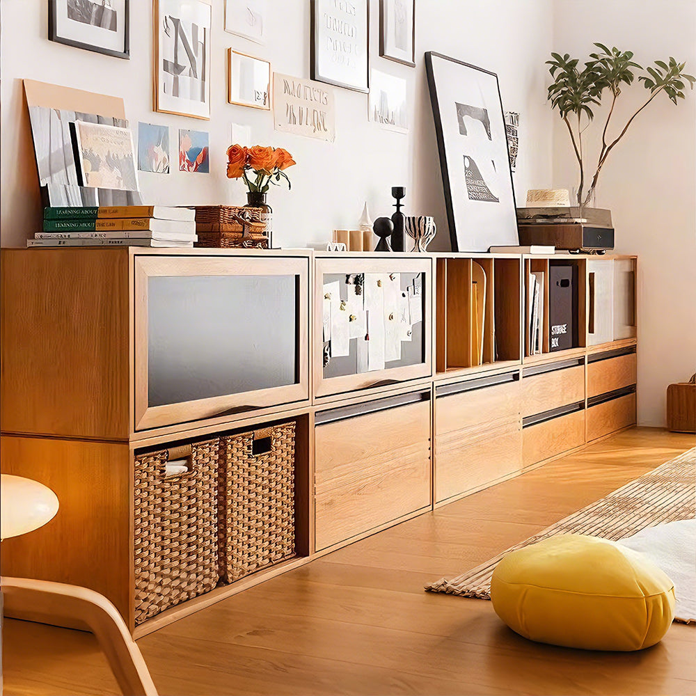 【飾り棚】積み木式自由組合せ 天然木ラバーウッド 選べる12タイプ