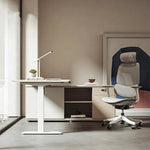 【電動昇降デスク】T 字型一体脚設計 75～120cm 無段階高さ調整