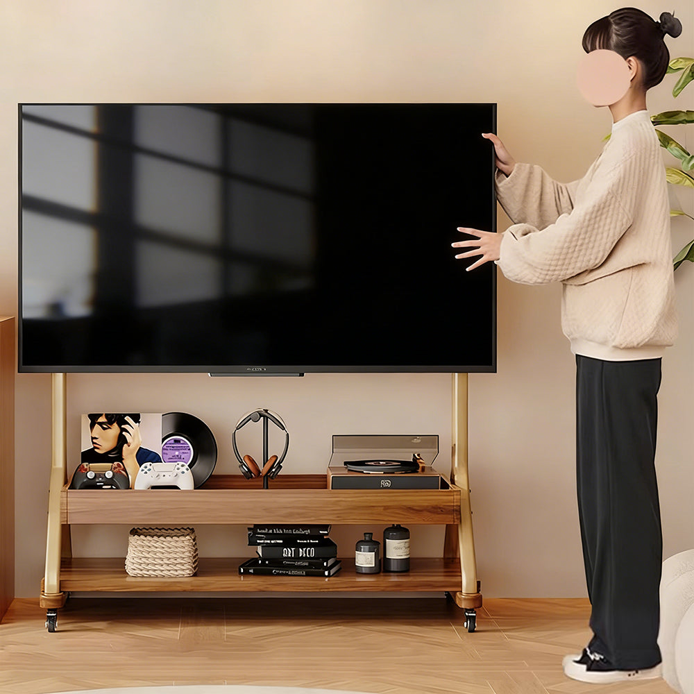 【可動式テレビ台】移動式 天然木 無垢材 おしゃれな北欧風 選べる3サイズ・2カラー