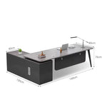 【エグゼクティブデスク】シンプルモダンL字型 安全なR仕上げコーナー 選べる5サイズ・5色・キャビネット付