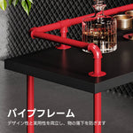 【カウンターテーブル】天然木天板・焼付塗装鉄製脚 レトロアイアンフレーム カラー2色（レッド/シルバー） ダイニング・キッチン用