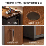 【木目調PCデスク】大容量収納キャビネット付き・広々天板 A型サポート太脚仕様 カラー2色（ダークウォールナット／オーク） オフィス・在宅用