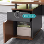 【多機能オフィスデスク】PC収納キャビネット・配線ボックス完備 鍵付き引き出し・パーティション付き 大容量収納 集中環境設計 オフィス・在宅用
