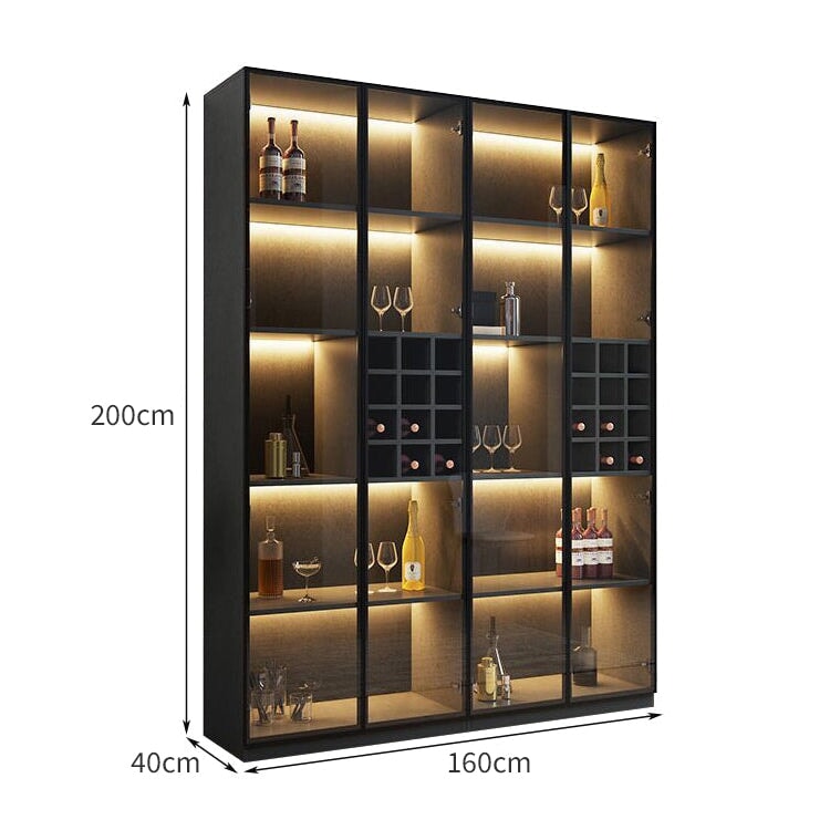 ワイン棚　ワイン収納 　LEDライト　キッチン収納　リビング収納　木製棚　収納棚　ワインラック　オシャレ　ブラック　カスタマイズ可能　SNG-015　 