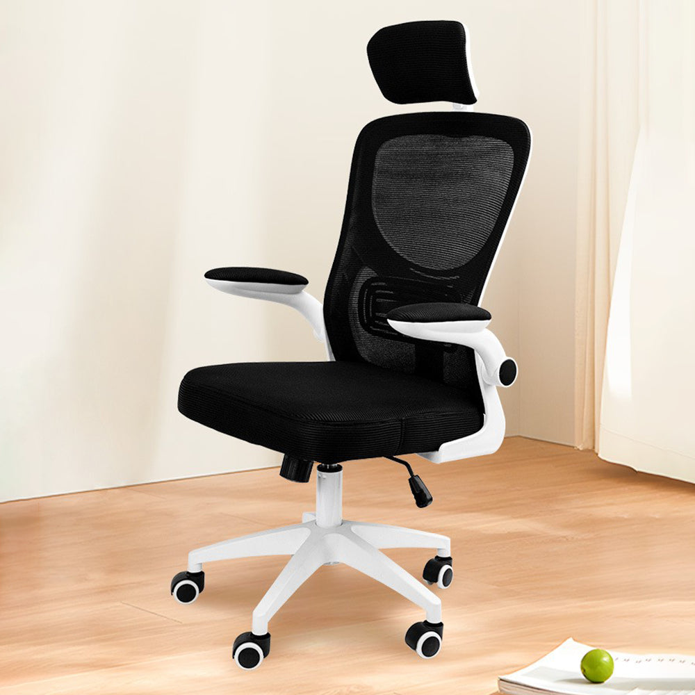 【デスクチェア】人間工学設計・反転式アームレスト 選べる4色・ヘッドレスト有無選択可