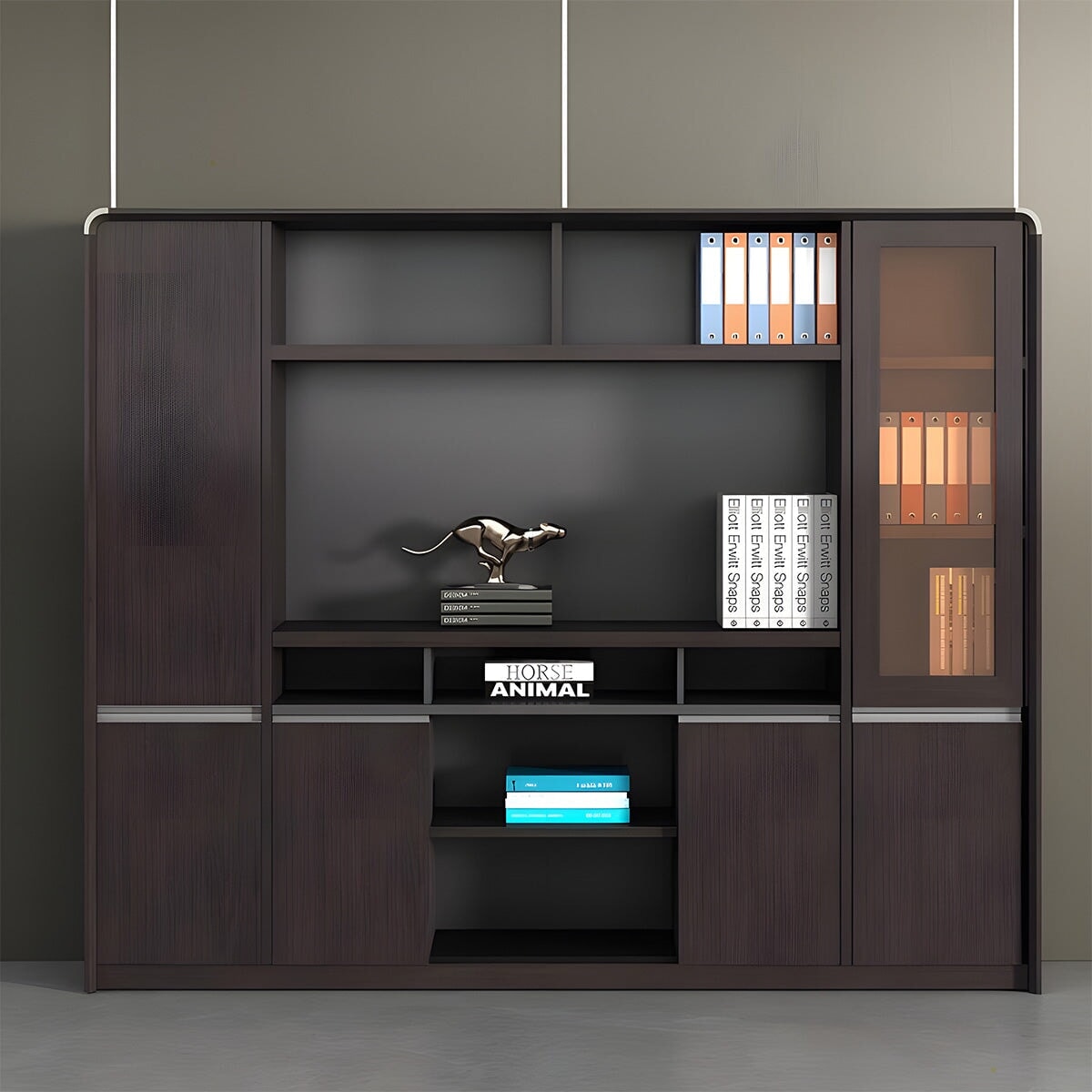 オフィス用　ワードローブ　扉付き　オープン式　キャビネット　収納　収納キャビネット　収納棚　エコ板材　丈夫　耐久性　機能的　CWG-C083　 