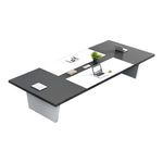 会議用テーブル　会議用デスク　ミーティングテーブル大型　台形脚　エコ板材　耐久性　オフィスデスク　メタルグレー　カスタマイズ可能　HYZ-M-008