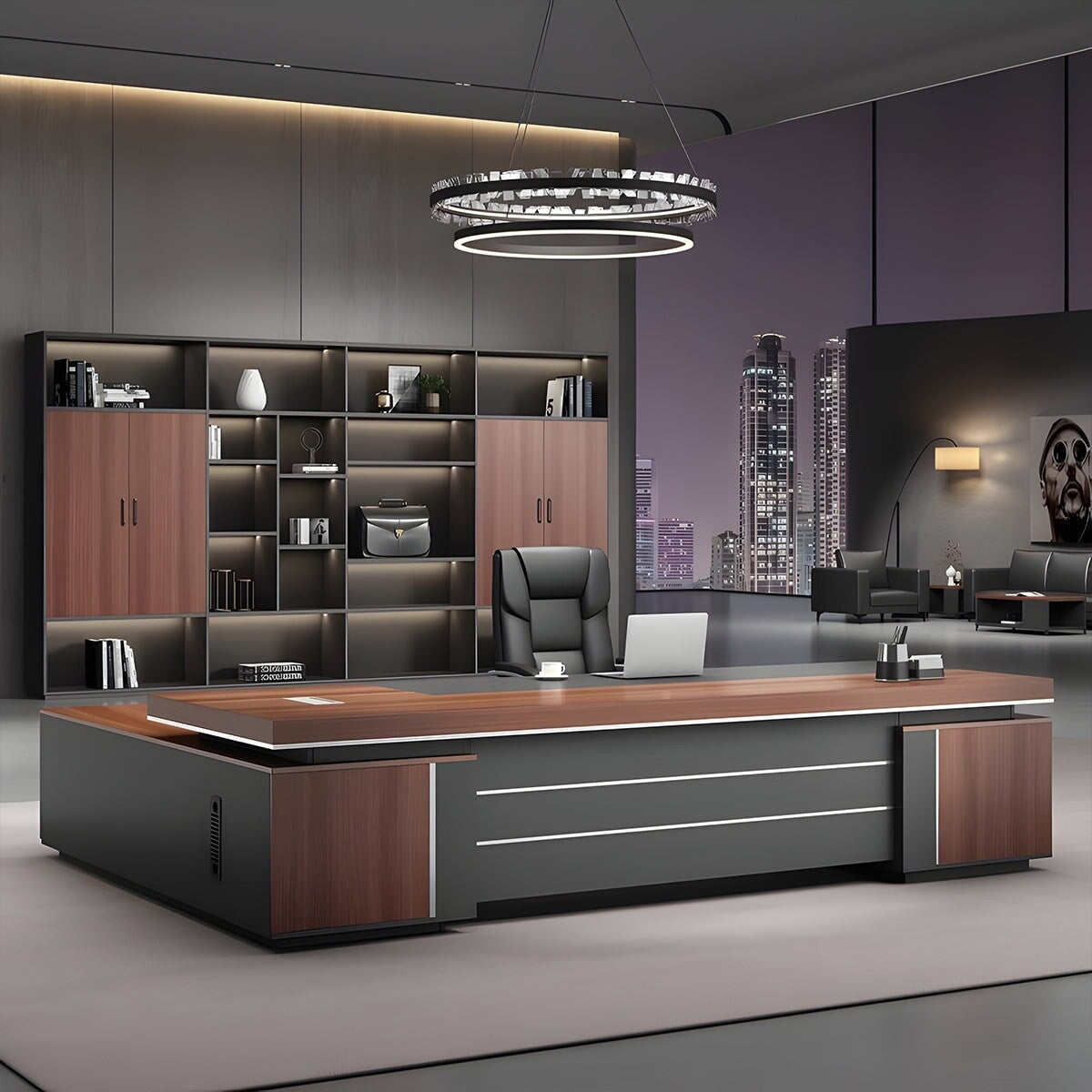 エコ板材　厚い天板　幅広　キャビネット　大容量　ダイヤル錠　安全性　デスク　エグゼクティブ　役員デスク　木目調　落ち着き　上質　カスタマイズ可能　LBZ-C171　 