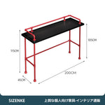 【カウンターテーブル】天然木天板・焼付塗装鉄製脚 レトロアイアンフレーム カラー2色（レッド/シルバー） ダイニング・キッチン用