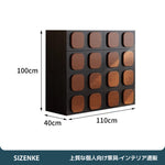 【キャビネット・飾り棚】チェスト 木製 収納棚 組み合わせ 自由 ビスケット チョコレートデザイン フレンチレトロ調 モジュール式 フラット隠し取っ手 引き出し 開き戸 多機能テレビ台 サイドボード（ブラック+ブラウン 55×40×50cm 単品・複数セット選択可）