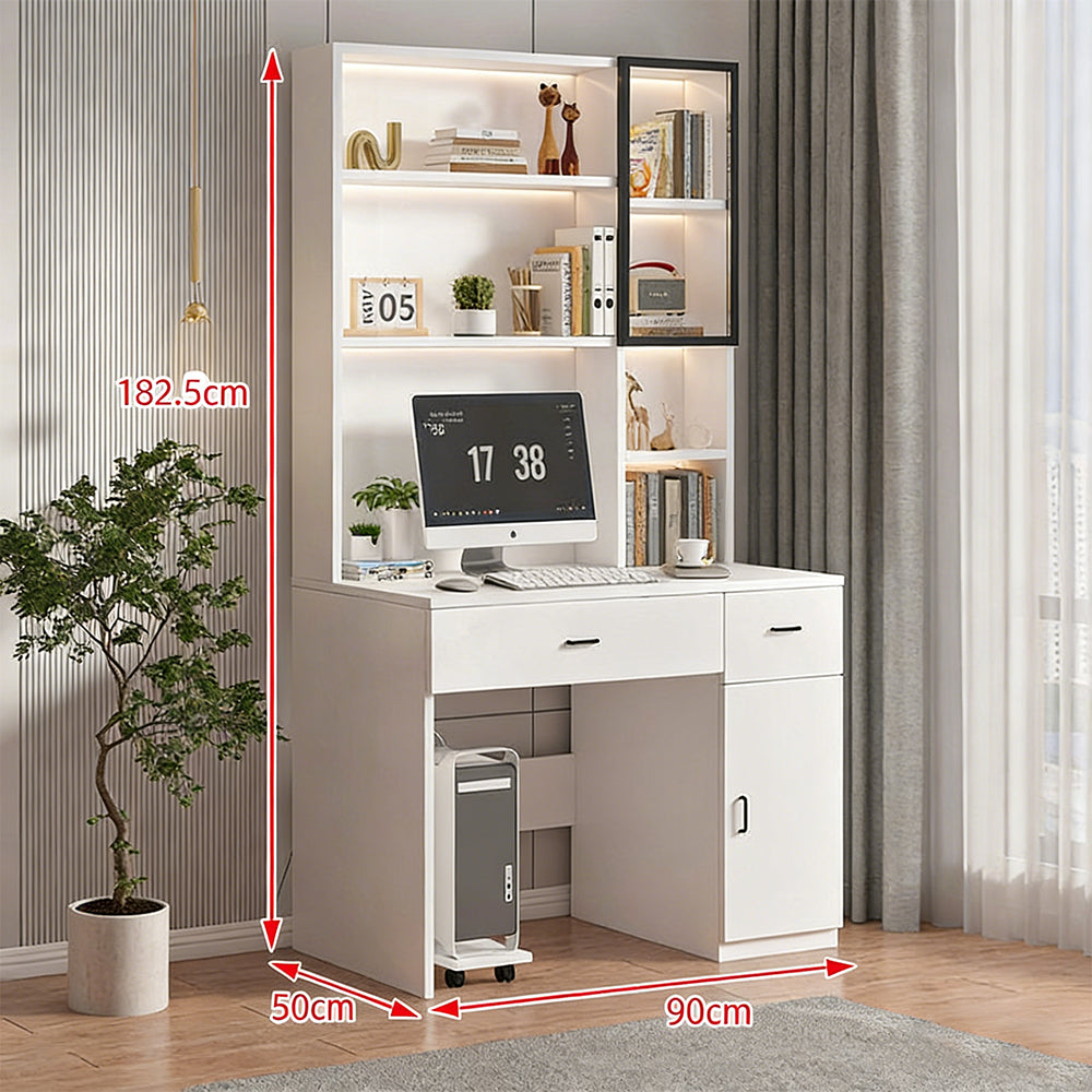 【デスク】大容量収納 シェルフ一体型 選べる3色・多サイズ展開