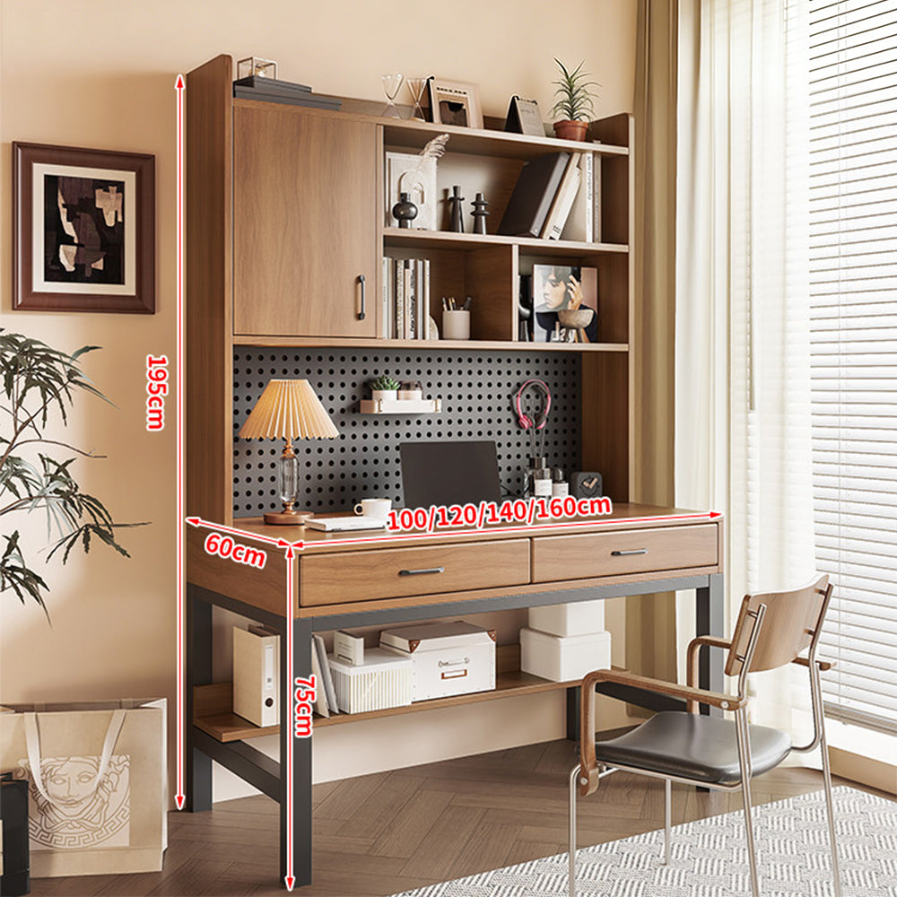 【デスク】本棚付き 大容量収納 頑丈な炭素鋼脚 選べる5サイズ