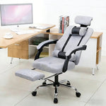 【デスクチェア】人間工学設計・通気性メッシュ 選べる4色・伸縮フットレスト付