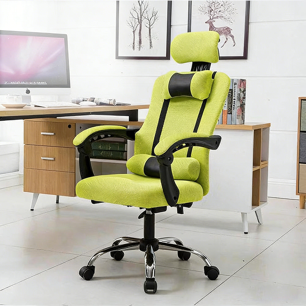 【デスクチェア】人間工学設計・通気性メッシュ 選べる4色・伸縮フットレスト付