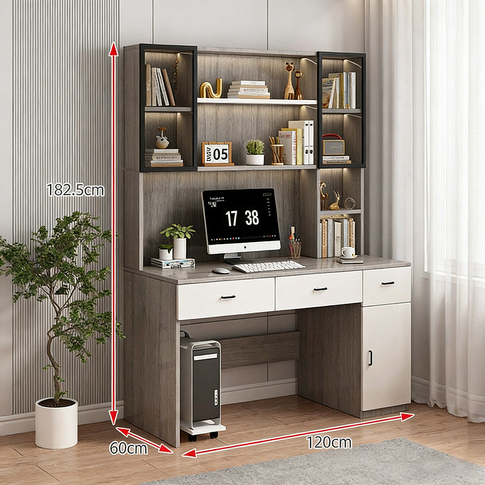 【デスク】大容量収納 シェルフ一体型 選べる3色・多サイズ展開