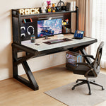 【デスク】強化ガラス天板・有孔ボード付き 選べる5サイズ・2タイプ