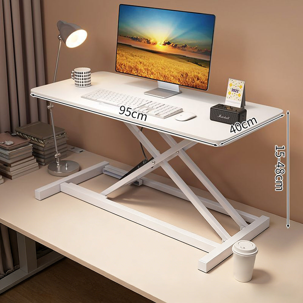 【ワークデスク】ガススプリング式・無段階高さ調節 選べる2タイプ（単層/複層）・2色展開