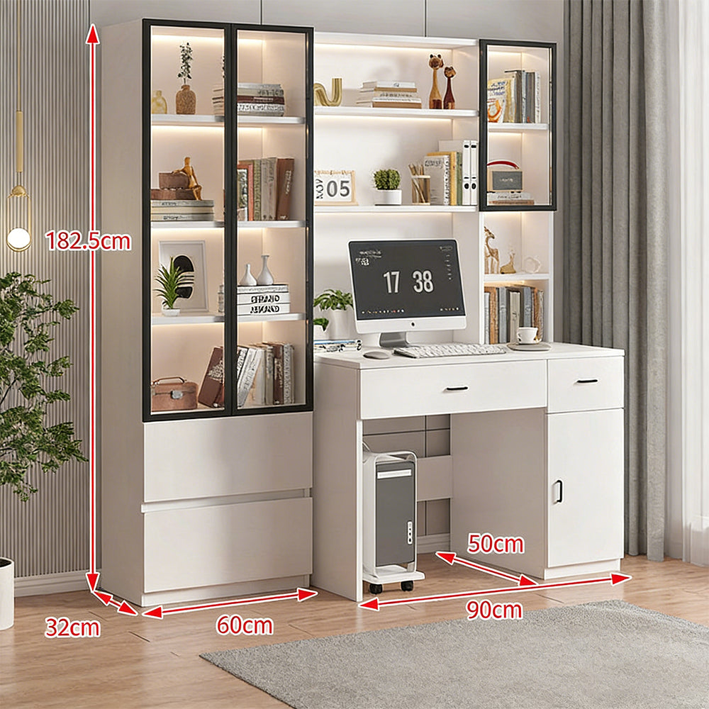 【デスク】大容量収納 シェルフ一体型 選べる3色・多サイズ展開