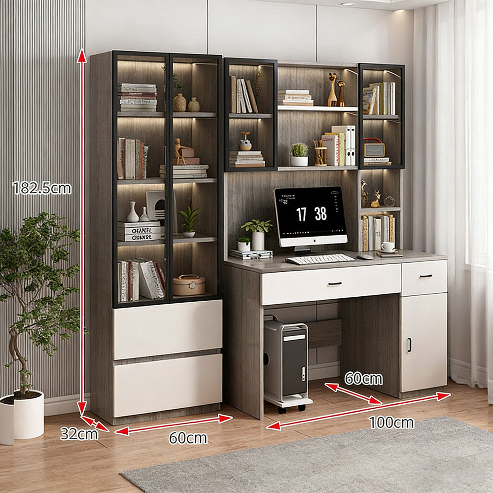 【デスク】大容量収納 シェルフ一体型 選べる3色・多サイズ展開