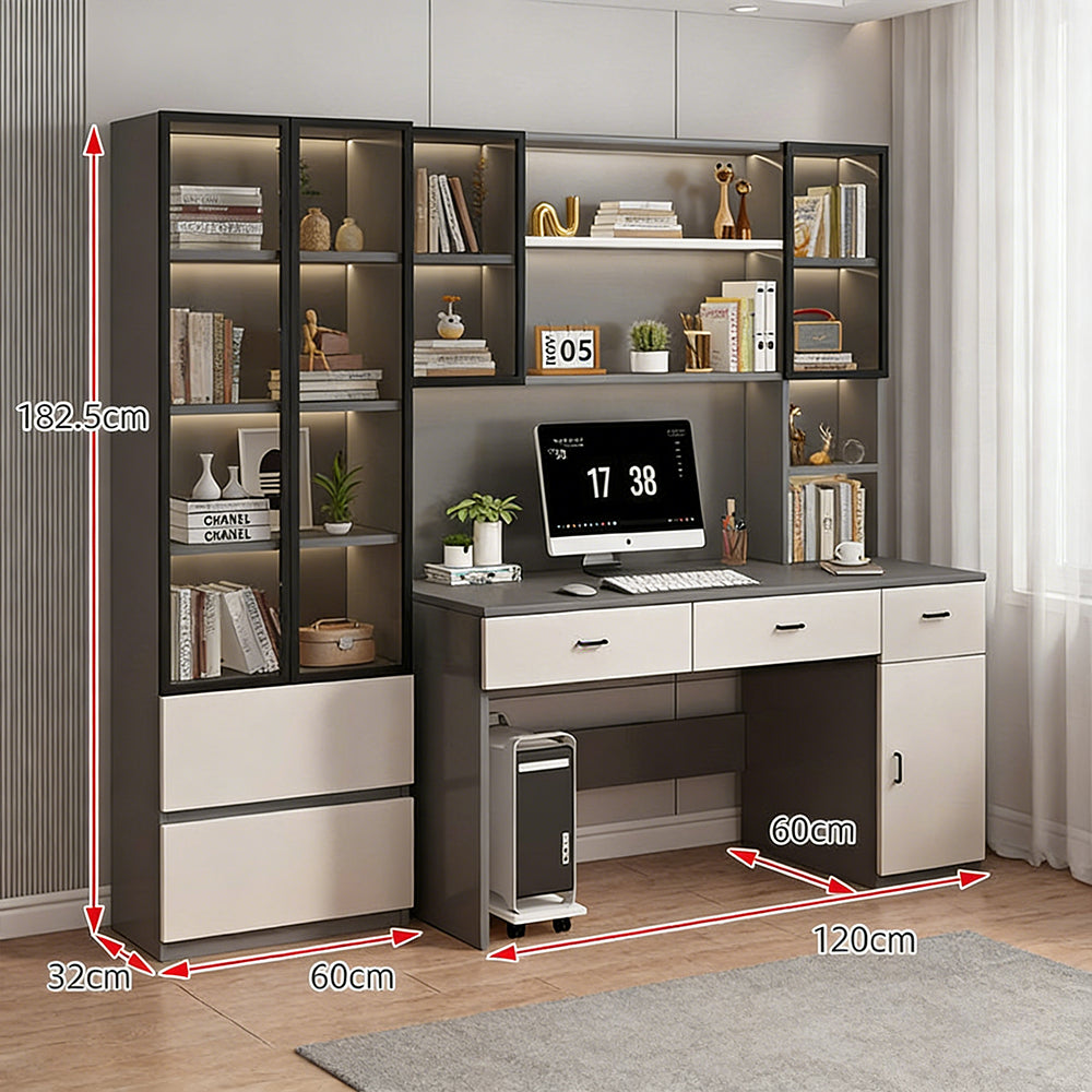 【デスク】大容量収納 シェルフ一体型 選べる3色・多サイズ展開