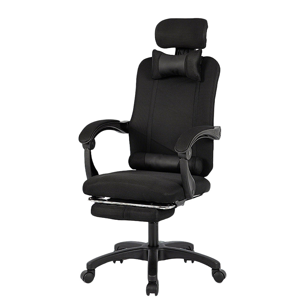 【デスクチェア】人間工学設計・通気性メッシュ 選べる4色・伸縮フットレスト付