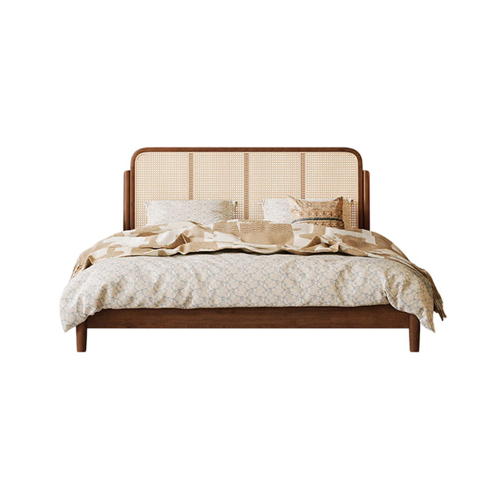 【ベッド】中古風 藤編みヘッドボード 人間工学設計 通気性抜群 サイズ豊富 BED-S06