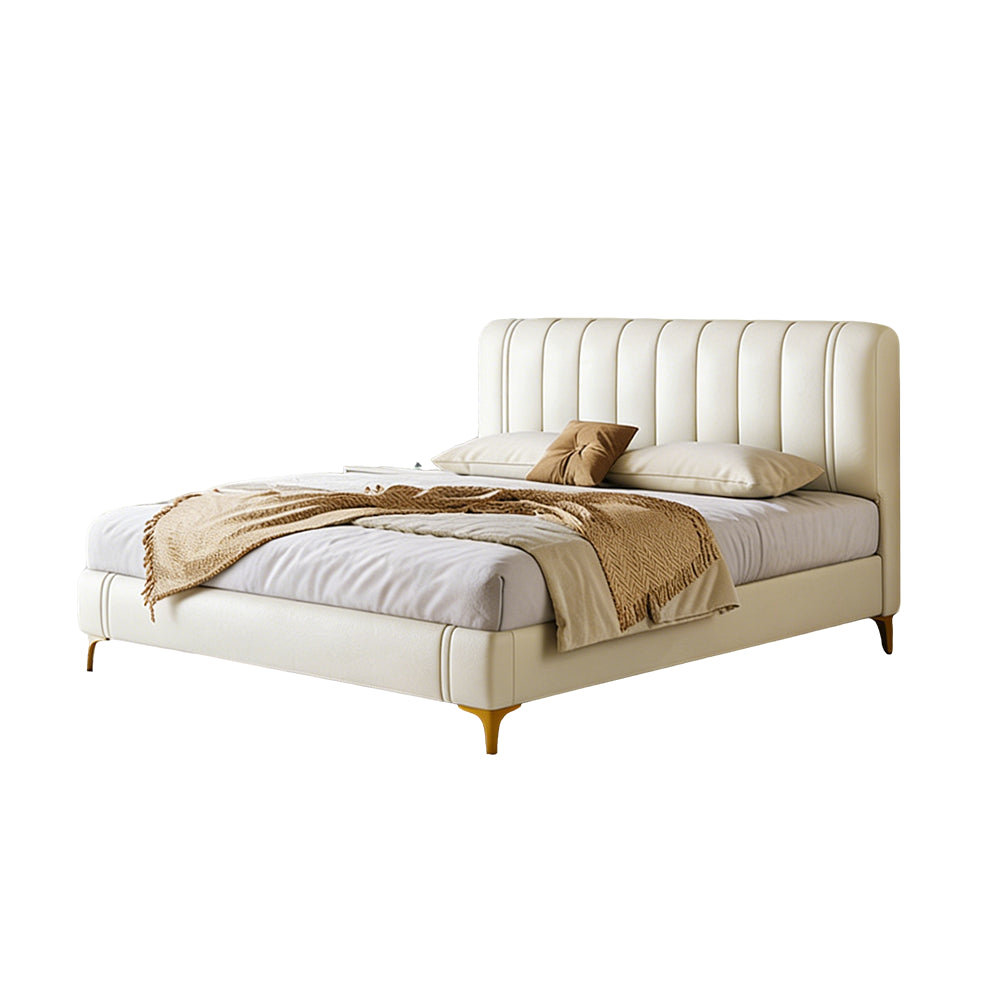 【ダブルベッド】高級ナッパレザー使用 モダンデザイン 2サイズ展開