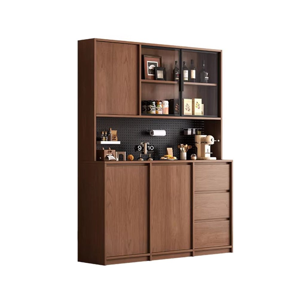 【キャビネット・サイドボード】大容量キッチン収納 40cm広々天板・有孔ボード付 選べる3サイズ2カラー