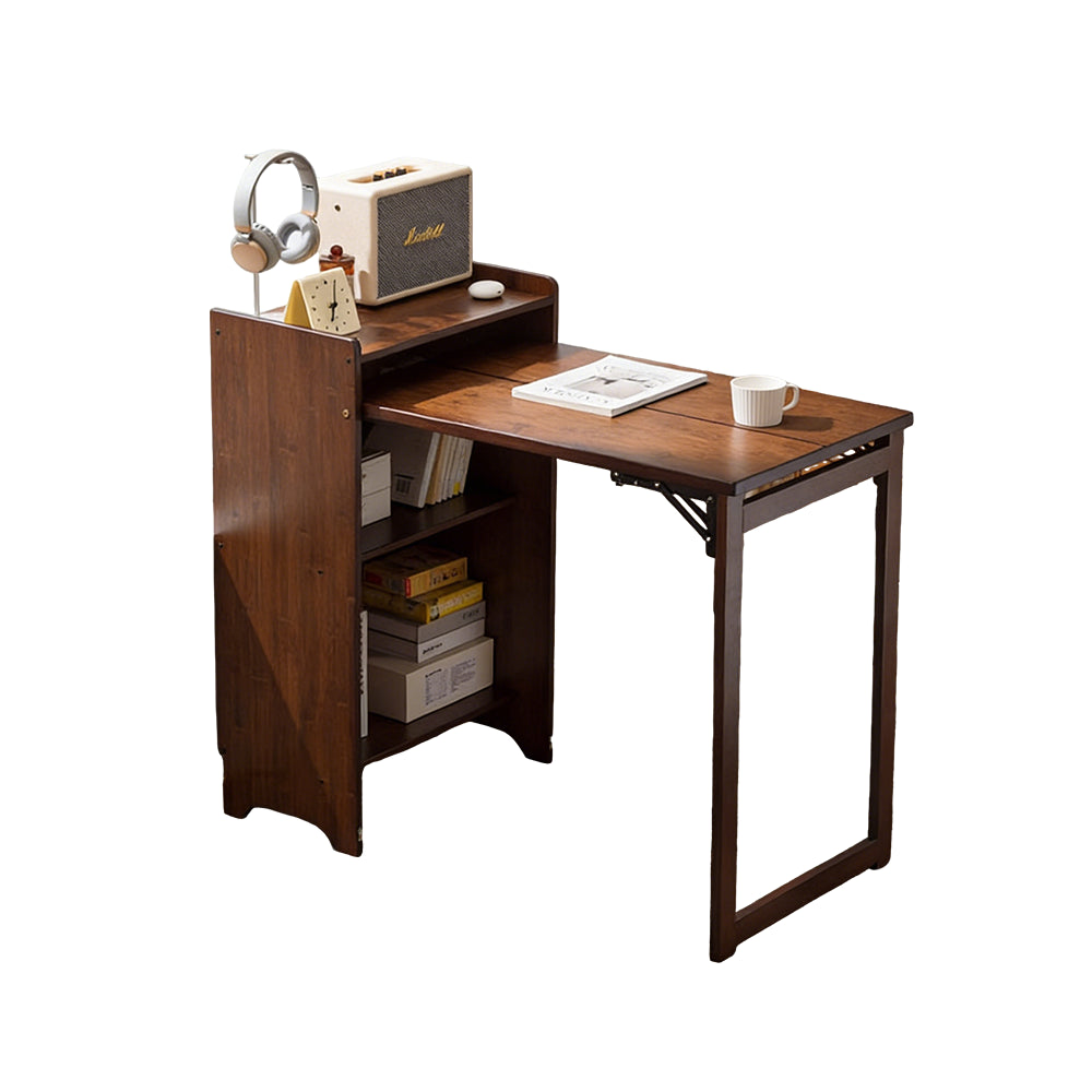 【デスク】天然竹製 収納キャビネット付き 省スペース 巾木避け設計 幅99cm