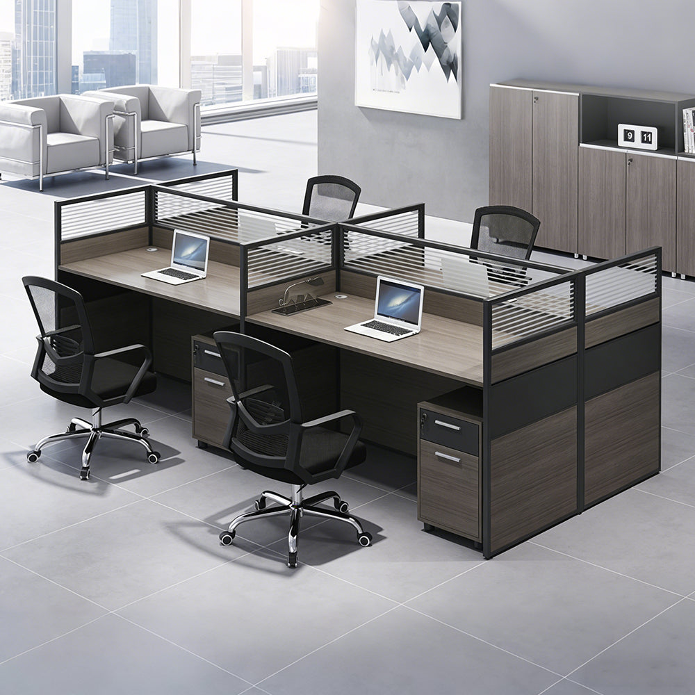 【オフィスデスク】パーテーション付き・L字型/I字型 選べる12タイプ・2カラー