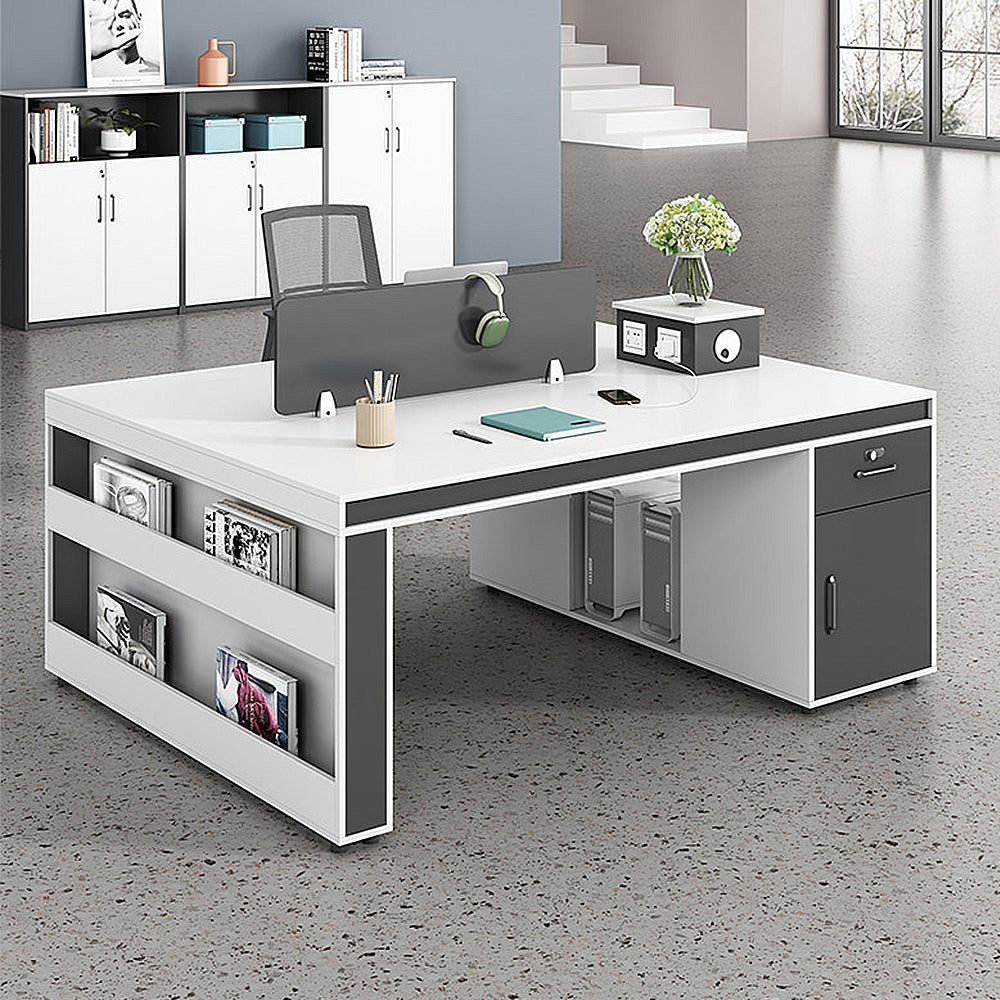 【オフィスデスク】収納型パネル脚・50mm厚天板 選べる10サイズ・2カラー