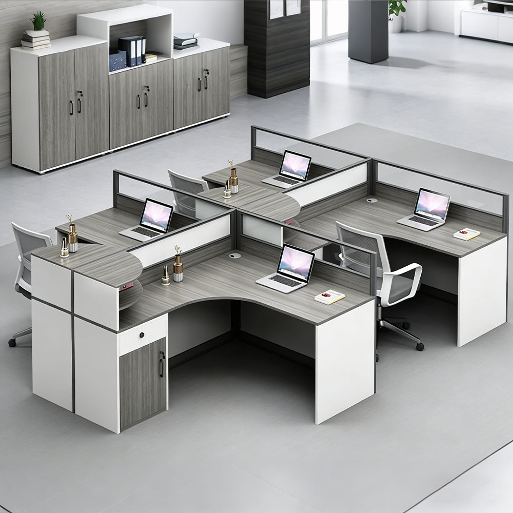 【オフィスデスク】L字型コーナー・パーテーション付き 豊富な35種以上の組合せ